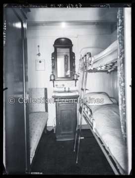 Cabine deuxième classe à bord du Flandre (CGT 1914)